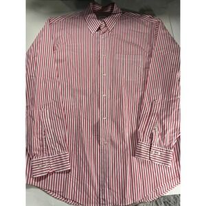 Brooks Brothers Madison Fit Shirt Mens Large Red White Stripe Button Down Cotton